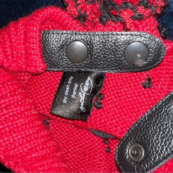 RACHEL COMEY Beanie Hat Deep Red & Black knit Cap Pom Pom Alpaca NWOT - Picture 7 of 7